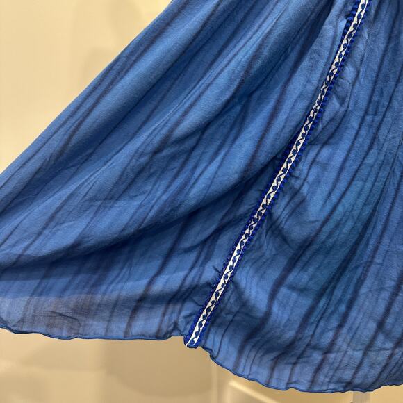 Poupette St. Barth Blue Crinkle Mini Tunic Dress Cover-Up Boho Mermaid Hippie - Picture 6 of 13